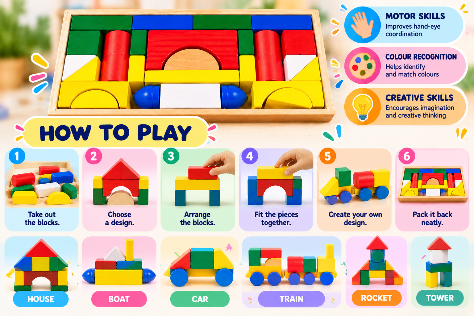 Wooden Stacking Blocks (26 pcs) - View 3